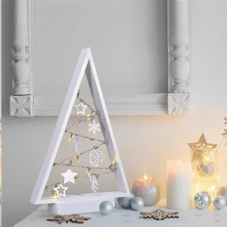 Solight LED fa karácsonyfa díszekkel, 15LED, natúr fa, 37cm, 2x AA Solight LED fa karácsonyfa díszekkel, 15LED, natúr fa, 37cm, 2x AA
