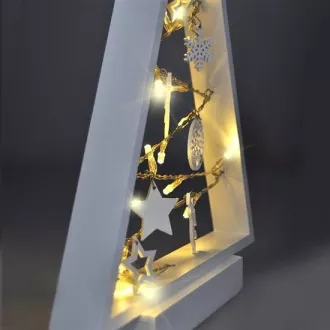 Solight LED fa karácsonyfa díszekkel, 15LED, natúr fa, 37cm, 2x AA Solight LED fa karácsonyfa díszekkel, 15LED, natúr fa, 37cm, 2x AA