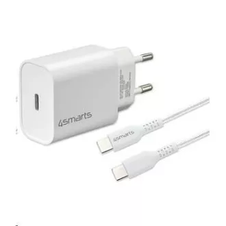 4smarts gyorstöltő VoltPlug 20W PD hálózathoz USB-C-vel -> USB-C kábel 1,5 m, fehér
