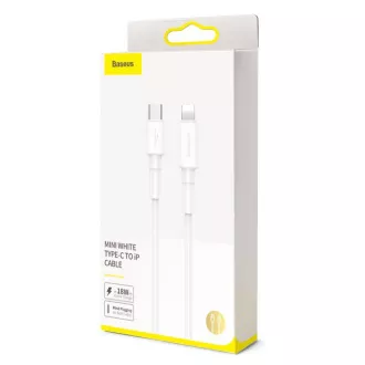 Baseus Mini fehér C típusú kábel iP PD 18W-ig, 1 m fehér Baseus Mini fehér C típusú kábel iP PD 18W-ig, 1 m fehér