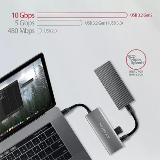 AXAGON HMC-5G2, USB 10Gbps hub, portok 2x USB-A, 2x USB-C, HDMI 4k/60, PD 100W, USB-C kábel 13cm
