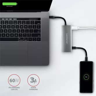 AXAGON HMC-5G2, USB 10Gbps hub, portok 2x USB-A, 2x USB-C, HDMI 4k/60, PD 100W, USB-C kábel 13cm