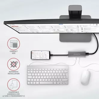 AXAGON HMC-5G2, USB 10Gbps hub, portok 2x USB-A, 2x USB-C, HDMI 4k/60, PD 100W, USB-C kábel 13cm