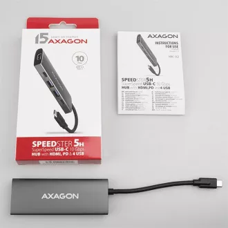 AXAGON HMC-5G2, USB 10Gbps hub, portok 2x USB-A, 2x USB-C, HDMI 4k/60, PD 100W, USB-C kábel 13cm