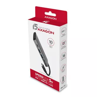 AXAGON HMC-5G2, USB 10Gbps hub, portok 2x USB-A, 2x USB-C, HDMI 4k/60, PD 100W, USB-C kábel 13cm