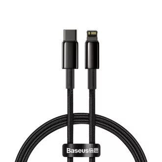 Baseus Tungsten Gold gyorstöltő / adatkábel USB-C és Lightning PD 20W 2m, fekete
