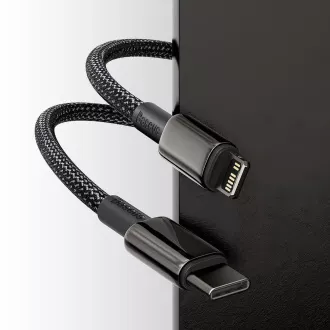 Baseus Tungsten Gold gyorstöltő / adatkábel USB-C és Lightning PD 20W 2m, fekete