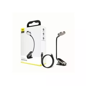 Baseus LED olvasólámpa klipszel, szürke