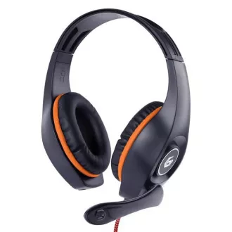 GEMBIRD fejhallgató mikrofonnal GHS-05-O, játékhoz, fekete-narancssárga, 1x 4 pólusú 3, 5 mm-es jack csatlakozó