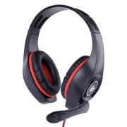 GEMBIRD fejhallgató mikrofonos GHS-05-R, játék, fekete-piros, 1x 4 pólusú 3,5 mm-es jack