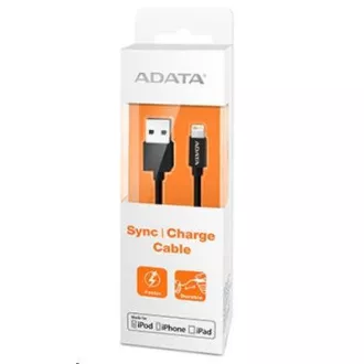 ADATA Sync & Charge Lightning kábel - USB A 2.0, 100 cm, műanyag, fekete