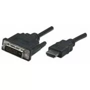 Manhattan HDMI-D kábel DVI-D-re, Dual Link, 1m, fekete