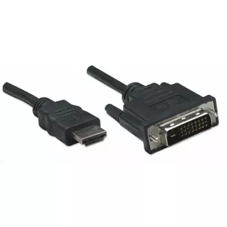 Manhattan HDMI-D kábel DVI-D-re, Dual Link, 1m, fekete