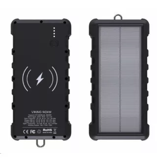 Viking napelemes kültéri powerbank W24W 24000 mAh, vezeték nélküli töltés