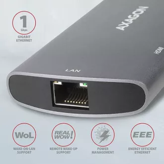 AXAGON HMC-6M2, USB 3.2 Gen 1 hub, portok 2x USB-A, HDMI, RJ-45 GLAN, SATA M.2 slot, PD 100W, USB-C kábel 18cm AXAGON HMC-6M2, USB 3.2 Gen 1 hub, portok 2x USB-A, HDMI, RJ-45 GLAN, SATA M.2 slot, PD 100W, USB-C kábel 18cm