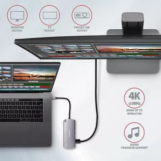 AXAGON HMC-6M2, USB 3.2 Gen 1 hub, portok 2x USB-A, HDMI, RJ-45 GLAN, SATA M.2 slot, PD 100W, USB-C kábel 18cm AXAGON HMC-6M2, USB 3.2 Gen 1 hub, portok 2x USB-A, HDMI, RJ-45 GLAN, SATA M.2 slot, PD 100W, USB-C kábel 18cm
