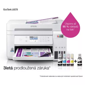 EPSON nyomtató tinta EcoTank L6276, 3in1, A4, 1200x4800dpi, 33ppm, USB, Wi-Fi, LAN, fehér, 5 év garancia ingyenes regisztráció után EPSON nyomtató tinta EcoTank L6276, 3in1, A4, 1200x4800dpi, 33ppm, USB, Wi-Fi, LAN, fehér, 5 év garancia ingyenes regisztráció után