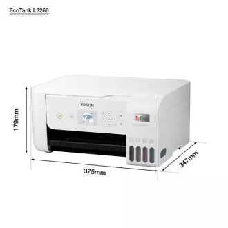 EPSON nyomtató EcoTank L3266, 3 az 1-ben, A4, 1440x5760 dpi, 33 lap/perc, USB, Wi-Fi, fehér