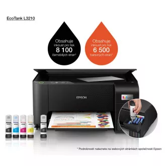 EPSON tintanyomtató EcoTank L3210, 3 az 1-ben, A4, 1440x5760 dpi, 33 oldal percenként, USB