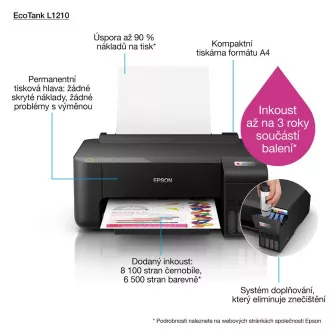 EPSON nyomtatótinta EcoTank L1210, A4, 1440x5760 dpi, 33 lap/perc, USB