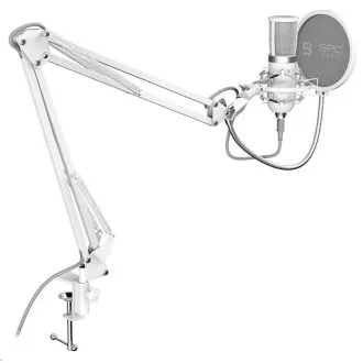 SPC Gear mikrofon SM950 Onyx fehér / vezetékes / streaming / pop szűrő / rázkódásgátló / USB tartó / fehér SPC Gear mikrofon SM950 Onyx fehér / vezetékes / streaming / pop szűrő / rázkódásgátló / USB tartó / fehér