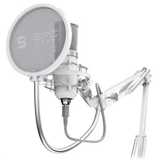 SPC Gear mikrofon SM950 Onyx fehér / vezetékes / streaming / pop szűrő / rázkódásgátló / USB tartó / fehér SPC Gear mikrofon SM950 Onyx fehér / vezetékes / streaming / pop szűrő / rázkódásgátló / USB tartó / fehér