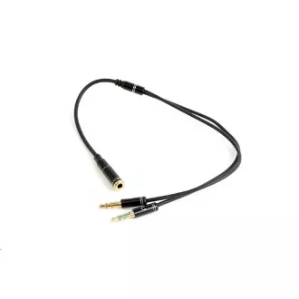 GEMBIRD Jack 3, 5mm (4 pólusú) 2x3, 5mm F/M-re, fém csatlakozók, 20cm, fekete