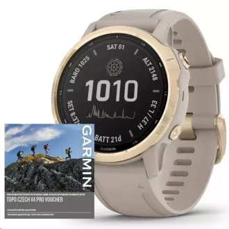 Garmin fenix6S PRO Solar, LightGold / Sand Band (TÉRKÉP / Zene) Garmin fenix6S PRO Solar, LightGold / Sand Band (TÉRKÉP / Zene)