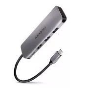AXAGON HMC-5, USB 3.2 Gen 1 hub, portok 2x USB-A, HDMI, SD / microSD foglalat, PD 100 W, USB-C kábel 20 cm