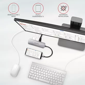 AXAGON HMC-5, USB 3.2 Gen 1 hub, portok 2x USB-A, HDMI, SD / microSD foglalat, PD 100 W, USB-C kábel 20 cm