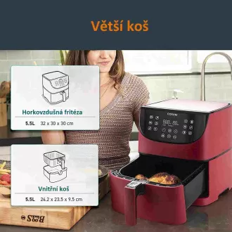 Cosori CP158-AF PREMIUM - 5,5 literes forrólevegős fritőz 5x nyárs és grill. rács, piros Cosori CP158-AF PREMIUM - 5,5 literes forrólevegős fritőz 5x nyárs és grill. rács, piros