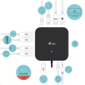 i-tec USB-C HDMI DP dokkolóállomás, Power Delivery 100 W i-tec USB-C HDMI DP dokkolóállomás, Power Delivery 100 W