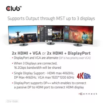 Club3D dokkolóállomás USB-C 12v1, 1xDP, 2xHDMI, 1xVGA, 2xUSB-C, 4xUSB, 1xRJ45, 1x3.5mm, szürke, szürke