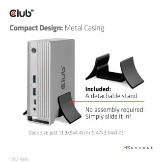 Club3D dokkolóállomás USB-C 12v1, 1xDP, 2xHDMI, 1xVGA, 2xUSB-C, 4xUSB, 1xRJ45, 1x3.5mm, szürke, szürke