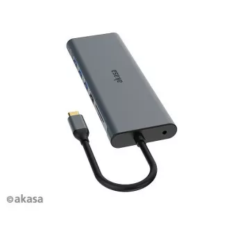 AKASA dokkolóállomás USB-C 14in1, USB-C (tápellátás + adat), USB 2.0, 2xHDMI, VGA, RJ45, USB 3.2, kártyaolvasó, 3, 5 mm-es jack AKASA dokkolóállomás USB-C 14in1, USB-C (tápellátás + adat), USB 2.0, 2xHDMI, VGA, RJ45, USB 3.2, kártyaolvasó, 3, 5 mm-es jack