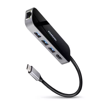 AXAGON HMC-6GL, USB 3.2 Gen 1 hub, portok 3x USB-A, HDMI, RJ-45 GLAN, PD 60W, USB-C kábel 20cm