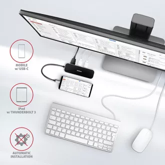 AXAGON HMC-6GL, USB 3.2 Gen 1 hub, portok 3x USB-A, HDMI, RJ-45 GLAN, PD 60W, USB-C kábel 20cm