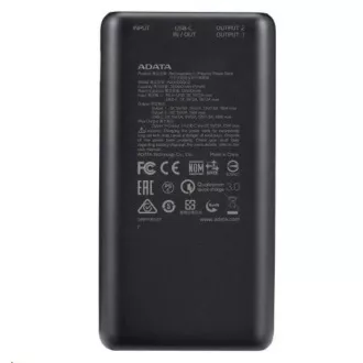 ADATA PowerBank P20000QCD - külső akkumulátor mobiltelefonhoz/táblagéphez 20000mAh, 2, 1A, fekete