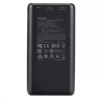 ADATA PowerBank P20000QCD - külső akkumulátor mobiltelefonhoz/táblagéphez 20000mAh, 2, 1A, fekete ADATA PowerBank P20000QCD - külső akkumulátor mobiltelefonhoz/táblagéphez 20000mAh, 2, 1A, fekete