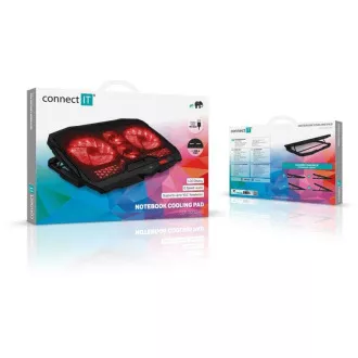 CONNECT IT FrostWind hűtőpárna laptop alatt, piros háttérvilágítással, fekete színben