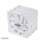 AKASA ventilátor Viper, fehér ventilátor 12cm, 120x120x25mm, HDB, 4 pin PWM, 3db csomagban, fehér színben