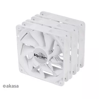 AKASA ventilátor Viper, fehér ventilátor 12cm, 120x120x25mm, HDB, 4 pin PWM, 3db csomagban, fehér színben