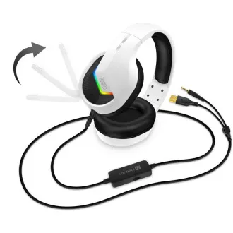 CONNECT IT NEO gaming fejhallgató mikrofonnal, 1xJack + USB, fehér CONNECT IT NEO gaming fejhallgató mikrofonnal, 1xJack + USB, fehér