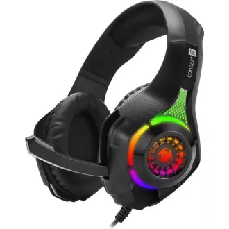CONNECT IT BIOHAZARD játékos fejhallgató mikrofonnal, 1xJack + USB, fekete