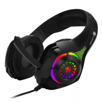 CONNECT IT BIOHAZARD játékos fejhallgató mikrofonnal, 1xJack + USB, fekete