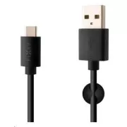 FIXED adat- és töltőkábel, USB-A -> USB-C, 20 W, 2 m hosszú, fekete színű