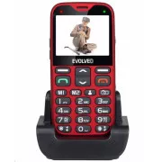 EVOLVEO EasyPhone XG mobiltelefon időseknek töltőállvánnyal, piros