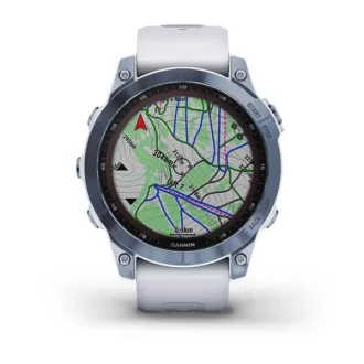 Garmin fenix 7 Sapphire Solar, Titán kék/ fehér szilikon szalag Garmin fenix 7 Sapphire Solar, Titán kék/ fehér szilikon szalag