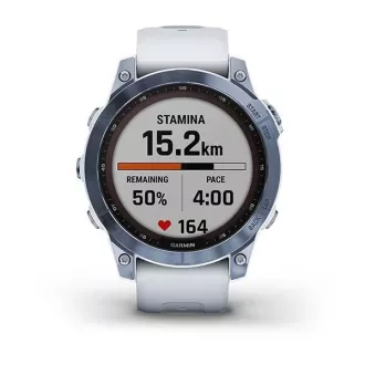 Garmin fenix 7 Sapphire Solar, Titán kék/ fehér szilikon szalag Garmin fenix 7 Sapphire Solar, Titán kék/ fehér szilikon szalag