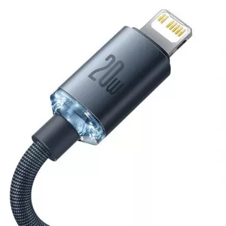 Baseus Crystal Shine sorozat USB-C/Lightning 20W 2m töltő/adatkábel, fekete